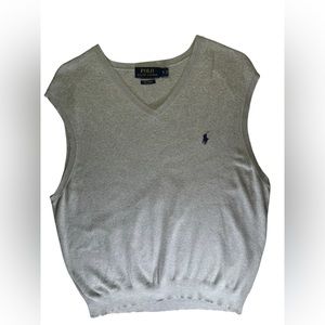 POLO RALPH LAUREN Heather Gray Pima Cotton Sweater Vest Mens XL